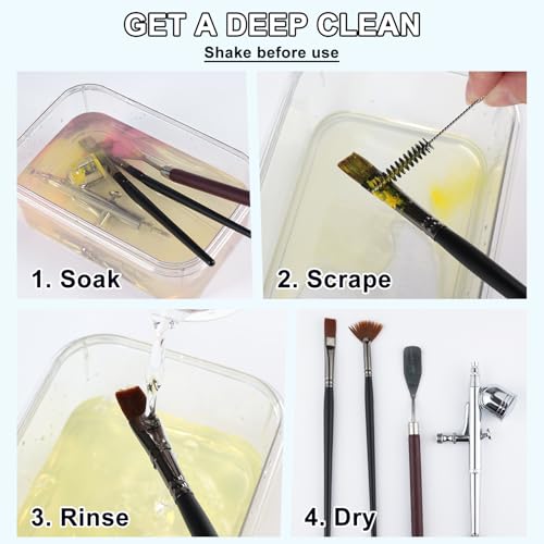 Paint Brush Cleaner 32 fl oz, for Water-Based Acrylic Paints | Gentle Cleaning Solution for Paintbrushes, Airbrushes & Art Tools, Acrylic Paint Cleaner & Airbrush Cleaner