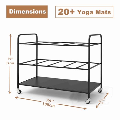 Yoga Mat Holder Organizer Yoga Mat Storage Rack Basket for Home Gym Exercise Workout Equipment Storage Shelf Cart - color: Black, size: 5-SLOT