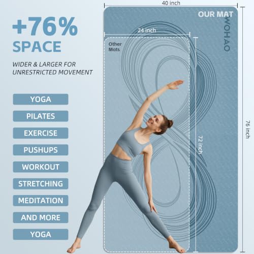 Large 76"x40"x0.4" Yoga Mat - color: Blue Grey