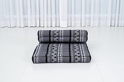 Leewadee Foldable Floor Mattress – 2 in 1 Floor Meditation Mat for Yoga and Relaxation, Seating Futon with Kapok - color: Cbt3 - Black