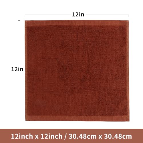 Washcloths Set, 6-Pack Cotton Wash Cloths, 12x12 Inch - color: White and Brown 6 Pack