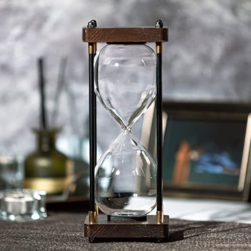 SAMLONG Large Fillable Hourglass Timer, Decorative Wooden Empty Sand Timer | Metal Sand Clock, Modern Office Home Décor - color: Fillable Sand