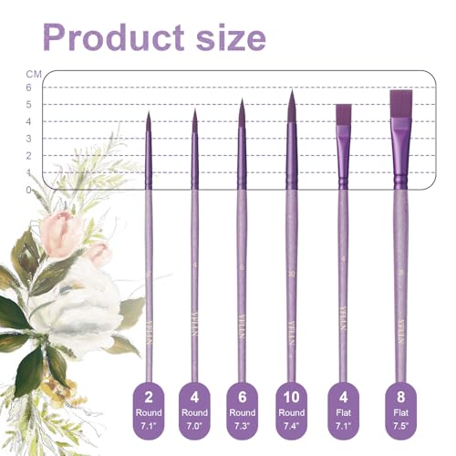 6 Pcs Purple Face Paint & Watercolor Brushes Set, Fine Detail Artist Brushes for Adults, Acrylic Oil Painting, Crafts, Body Face Nail Art - color: Purple