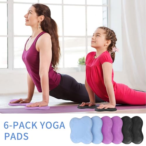 6 Pcs Knee Pads for Yoga Extra Thick Yoga Wrist Pad Anti Slip Pilates Support Cushion for Men Women Knee Elbow Wrist Hand Exercise Meditation Workout Floor Travel