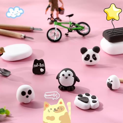 VioraWhite 72 Pcs 38oz Air Dry Clay Bulk Modeling Clay,Black | Ultra Lightweight Foam Modeling Clay for Kids Adults, DIY Gifts Party Arts Crafts, School Project Supplies - color: Black