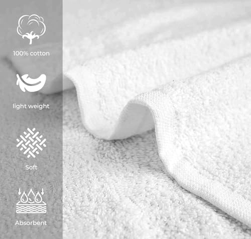 Avalon Towels Salon Towel - White Hand Towels Bulk Pack of 24 - 100% Cotton Absorbent Spa, Facial & Gym Towel for Working Out - 16x27 Inches (Not Bleach Proof) - color: White, size: 16x27 Inch (Pack of 24)