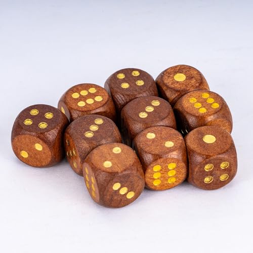 10PCS 6 Sided Dice Set 16mm Wooden D6 Game Dice for DND Board Games - color: D6-brown G