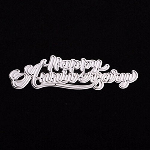 Letter Thank You Mr&Mrs Best Wishes Happy Anniversary Heart Metal Cutting Dies Stencil DIY Scrapbooking Embossing Tool DIY Paper Cards Album Decoration (Happy Anniversary) - style: Happy Anniversary