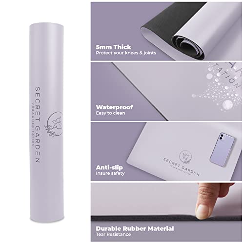 Secret Garden Blossom Exercise Mat 5mm Thick Non-Slip for Yoga, Pilates & Meditation - color: Lavender