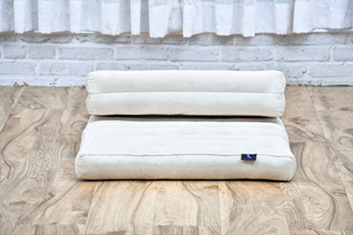 Leewadee Foldable Floor Mattress – 2 in 1 Floor Meditation Mat for Yoga and Relaxation, Seating Futon with Kapok - color: Cl01 - Ecru