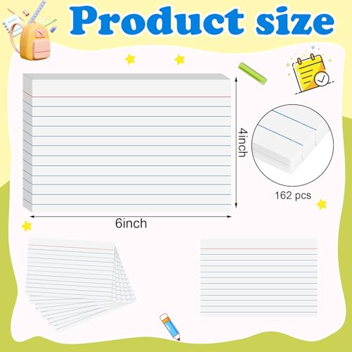 White Index Cards 4x6 Inch Flash Cards Note Cards for School Supplies | 162 Count Heavyweight Flashcards, Portable Note Taking for Students, Nursing School Essentials - color: White, size: 4x6