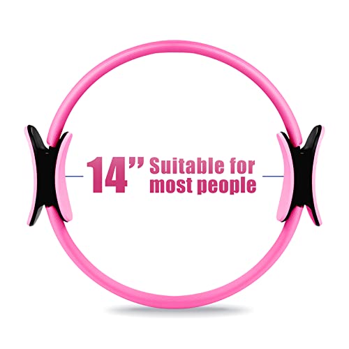 RitFit Pilates Ring 14 Inch Magic Fitness Circle for Inner Thigh Toning | Bonus Workout Guide & Storage Bag Included, Lightweight & Portable, Pilates Yoga Full Body Toning - style: Pink