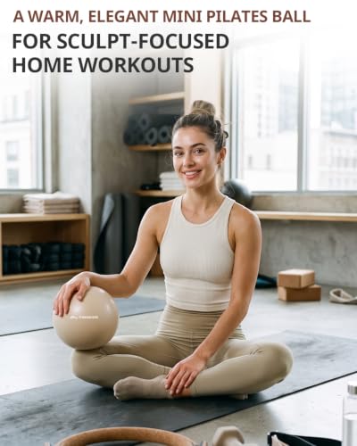Trideer 9-Inch Pilates Ball, Small Exercise Ball Pilates Equipments for Yoga, Physical Therapy, Pregnancy, Postpartum, Core Training, Balance, Stability and Stretching - color: Oat Beige
