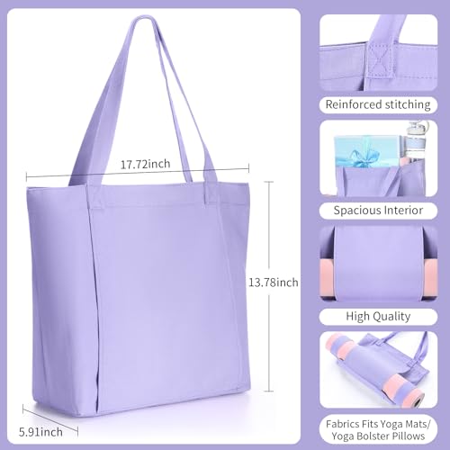 Halloscume Yoga Mat Bag Set for Women Including Yoga Tote Bag (Without Mat) Booty Resistance Bands Non Slip Sports Socks Silicone Ties for Pilates Travel Workout Office Home Gym - color: Purple