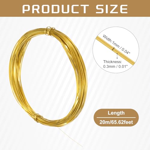 uxcell 1mm Aluminum Craft Flat Wire,66Ft 0.3mm Thickness Bendable Metal Floral Jewelry Beading Armature Wire for Sculpting Armature DIY Jewelry Making, Yellow - color: Yellow, size: 66Ft