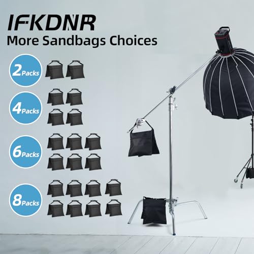 4 Packs Sandbags, Heavy Duty Sand Bags with 8 PE Bags, Sand Bags with Buckle Straps for Support Light Stand, C Stand, Light Stand with Caster, More 2/4/6/8/10/12/14 Packs Sandbag to Choose. - size: 4 PCS