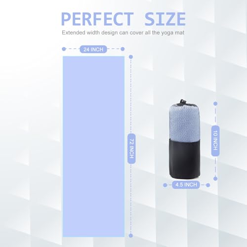 Eunzel 2 Pack Hot Yoga Towel, Non-Slip Yoga Mat Towel with Grip Dots Stickyfiber Sweat Absorbent Towel for Hot Yoga, Pilates and Workout 72" x 24", Blue/Pink - color: Blue/Pink