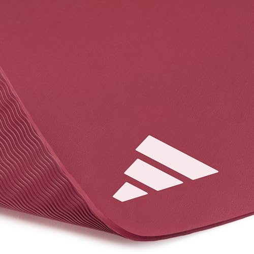 adidas Yoga Mat - Eco Friendly - Non Slip, Durable Textured Surface, 8mm - color: Mystery Ruby