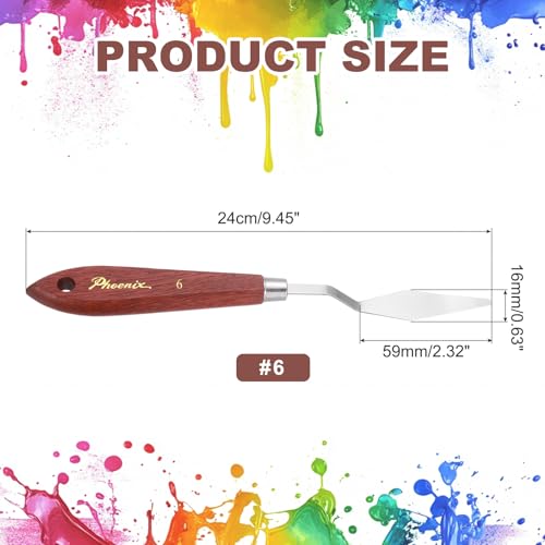 MECCANIXITY Pack of 1 Palette Knife No.6, 9.4" Long Palette Knives with Stainless Steel Flexible Spatula Pallet Knife and Wood Handle for Scraping, Mixing, Oil Acrylic Painting Canvas - style: No.6