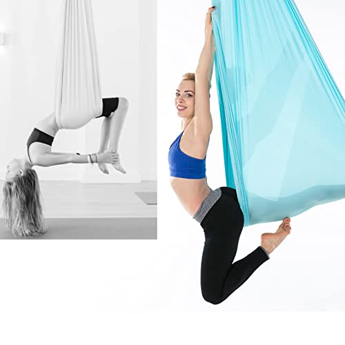 2.8 x 1 m Elastic Aerial Yoga Hammock Swing, 9.2 x 3.3 ft, Aerial Silk, Wide Aerial Yoga Strap, for Home Gym Indoor Workout Zones