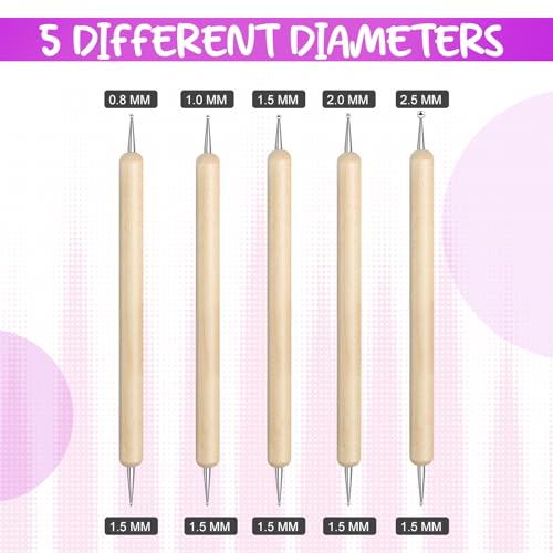 20Pcs Dotting Tools for Painting,Wooden Embossing Tools Tracing Stylus for Transfer Paper Drawing Paper - color: wood color