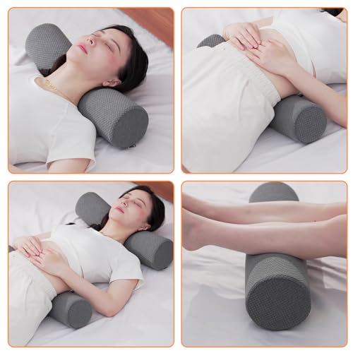2 Pack Round Massage Table Bolster Pillow Pad, Bolster Pillow, Round Pillows, Suitable for Earthlite Massage Table (Grey, 7.8''x19.6'') - color: Grey, size: 7.8''x19.6''