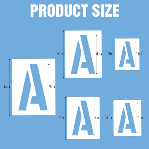 1/2/3/4 Inch Letter and Number Stencils, 144 Pcs Reusable Alphabet Number Templates, Plastic Alphabet Symbol Template Kit for Painting on Wall, Wood, Chalkboard, Door Porch