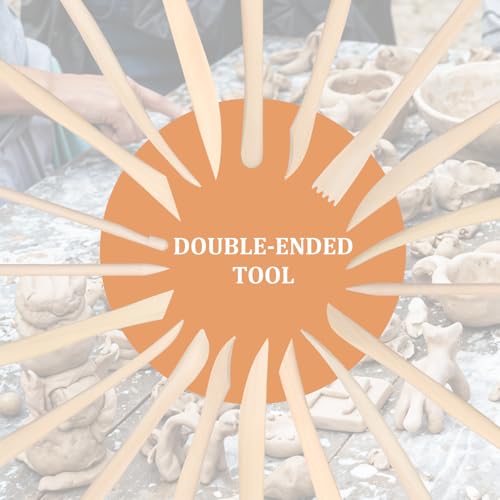 50PCS Wooden Clay Sculpting Tools, 6.2'' Smooth Double Ended Clay Modeling Tools, Polymer Clays Tool Sculpting, Wood Pottery Tool Kit for Ceramics Soap Playdough Carving Supplies
