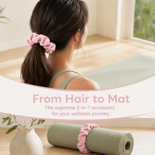 Yoga Mat Scrunchie - Holds Your Yoga Mat in Style - Durable & Elasticity Fabric - Fits All Standard Yoga Mats - color: Pink