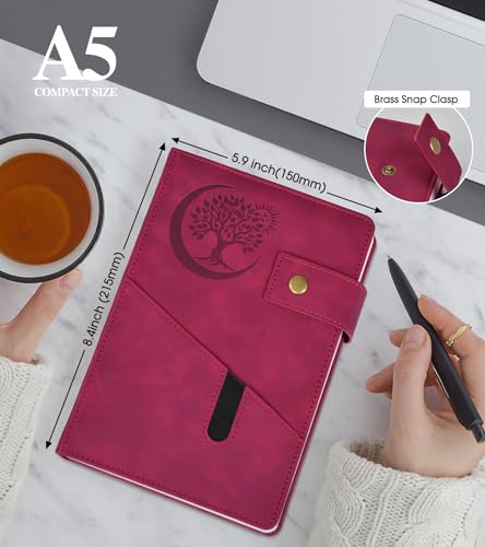 PAIBAS Lined Journal Notebook for Men, A5 Leather Journals for Writing Women, Hardcover Notebooks for Work,School,Note Taking,Travel,Business,Personal daily Diary,200 Page College Ruled (5.9" x 8.4") - color: Wine Red, size: Lined Page