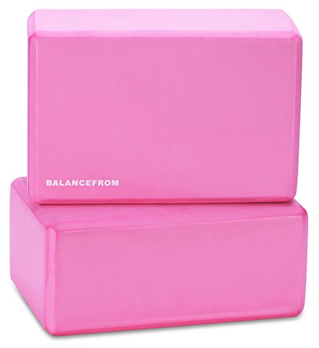 Fitvids Set of 2 High Density Yoga Blocks, 9"x6"x4" Each - color: Pink