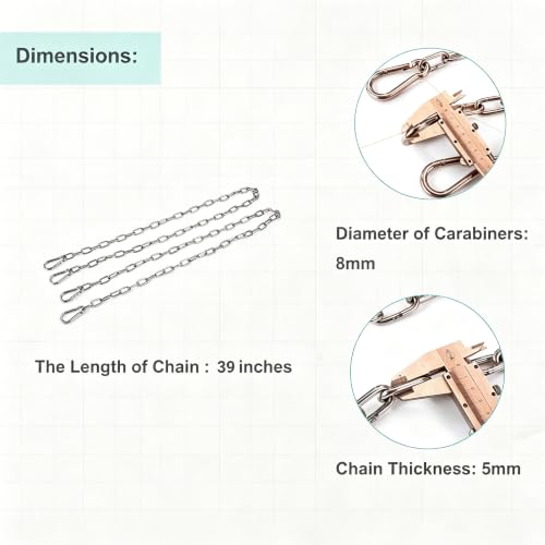 2 Pack Extension Chain for Porch Swing Frame Hammocks Stand, 39" Length - size: 39 in x 2pc