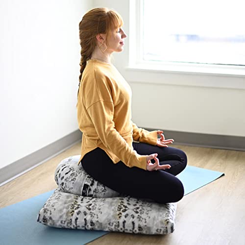Hugger Mugger Zafu Meditation Cushion - Support in Cross-Legged Sitting, Buckwheat Filled, Durable Fabric, Convenient Handle, Handmade in USA - color: Wild Sky