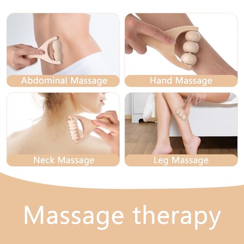 Abeillo 3Pcs Wooden Hand Massage Roller, Muscle Roller Stick, Manual Wood Therapy Massage Tools Massager Roller, for Relaxes Thigh, Leg, Hands Full Body Muscle Men Women - style: Style A