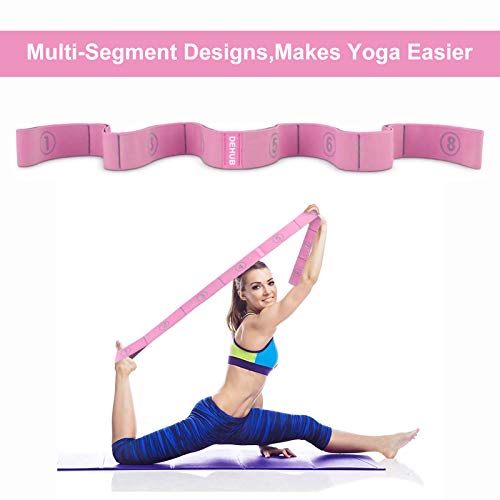 Stretch Strap, Elastic Yoga Stretching Strap, Multi-Loop for Physical Therapy, Pilates, Yoga, Dance & Gymnastics Exercise and Flexible Pilates Stretch Band - color: Pink
