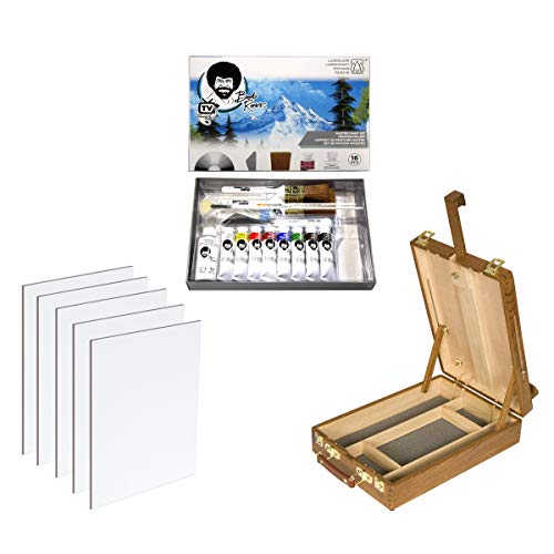 Jerry's Artarama Master Artist Oil Paint Set Includes Wood Art Supply Carrying Case Sketchbox w/Easel & 5-Pack 12x16 Canvas Panels for Painting