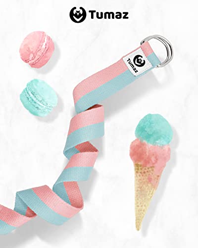 Tumaz Yoga Strap for Stretching with Adjustable D-Ring, 6/8/10 ft - color: 01. Candy, size: 6 Feet