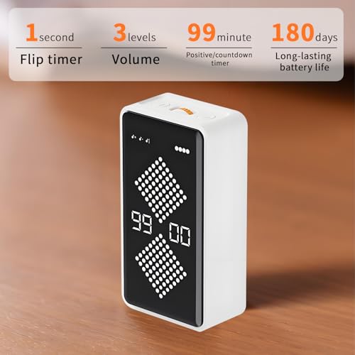 Qumox F8 Hourglass Gravity Timer – Digital Flip Countdown & Count-Up Timer with LED Display, Magnetic Absorption, Silent Operation, Rechargeable, for Study, Cooking, and Work (1–99 Minutes)
