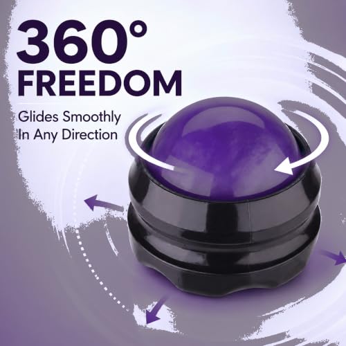 Manual Massage Ball Roller for Forearm & Muscle Pain Relief - Purple Handheld Self Massage Tool for Essential Oils & Lotion - color: Purple