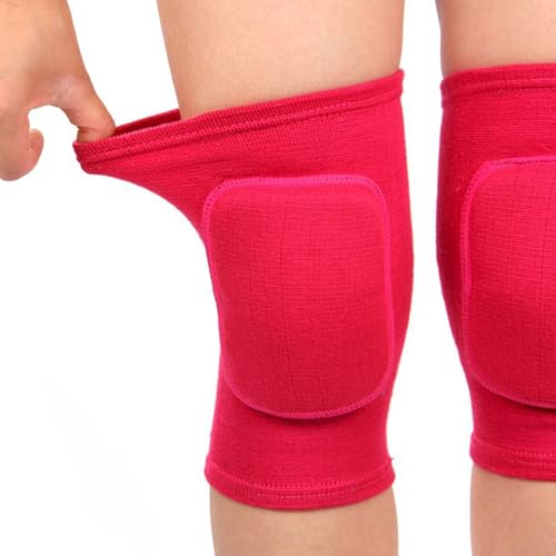 Anti slip sponge, soft and breathable men's, women's, girls', and children's red knee pads suitable for sports scenes such as volleyball, football, dance, yoga, wrestling, running, cycling, etc (red, Large) - color: red, size: Large