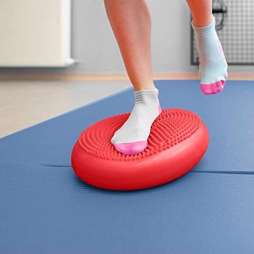 Inflated Stability Wobble Cushion, Yoga Balance Wiggle Seat Pad Disc for Pain Relief, Pelvic Floor Recovery, Rehabilitation Training - color: Red