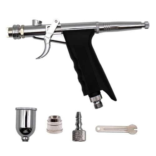Uouteo Airbrush Kit, Double Action Trigger Airbrush Gun with 0.3mm Fan Spray Cap/Needles/Nozzles, 15 CC Cup, Air Brush Guns for Painting - color: 217B 0.3mm Airbrush Kit