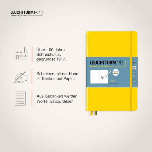 Leuchtturm1917 - Medium A5 Hardcover Sketchbook (Lemon) - 112 Pages of 150g/m² Paper - color: Lemon, size: Medium (A5)