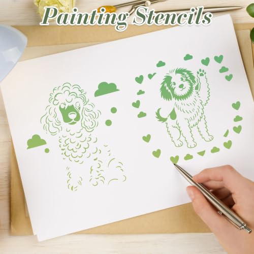 Dog Stencils for Crafts Reusable 24Pcs Stencils(5.9X5.9 inch) | DIY Art Painting Stencil Furniture Decor Kit for Wood Embroidery Wall Silk Screen Journaling - color: Dog 2