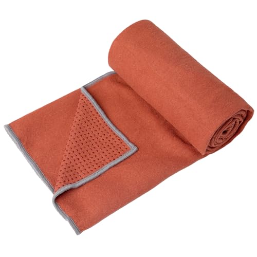 Eunzel Non Slip Hot Yoga Mat Towel with Grip Dots, 72" x 24" - color: Sedona Red, size: 72" x 24"