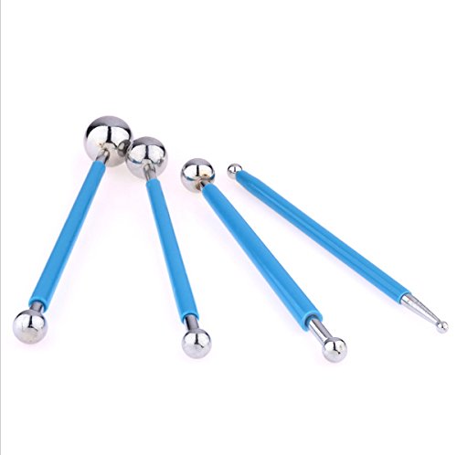 4 x Fondant Cake Decorating Clay Flower Sugarcraft Ball Model DIY Tool 8 Sizes (Blue) - color: Blue