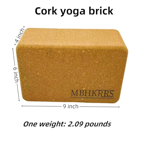 Yoga Block - Fine-Grain Cork Block, Yoga Equipment, Home Gym Accessory, Pilates Tool, Lightweight for Travel, Extra Firm Workout Accessory with Comfortable Edges - color: Cork 1-pack