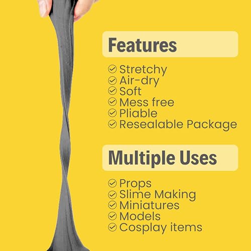 BOHS Foam Clay, Gray Air Dry Modeling Clay, 1.1 lb | Soft, lightweight; crack-free finish; EVA and polystyrene foam details; cosplay props, figurines, fake bakes and slime making - color: Gray, size: 500 g