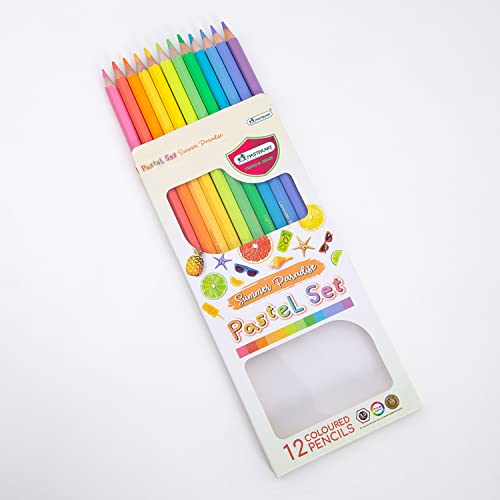 MASTERART Pastel Colored Pencils 12 Colors for Kids and Adults Coloring (SUMMER PARADISE PASTELS) - style: SUMMER PARADISE PASTELS
