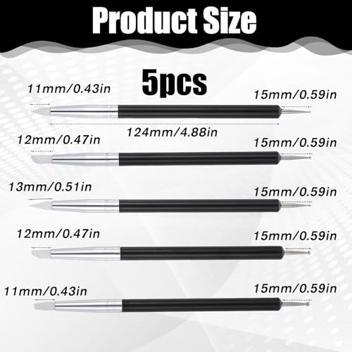5 Pcs Nail Art Dotting Tools Dual-Ended Nail-Art Sculpture Pen Dotting Tools Dual-Head Resin Nails-Art-Tools Silicone Nail Polish Brushes Modeling Painting Tool DIY Arts (Black) - color: black